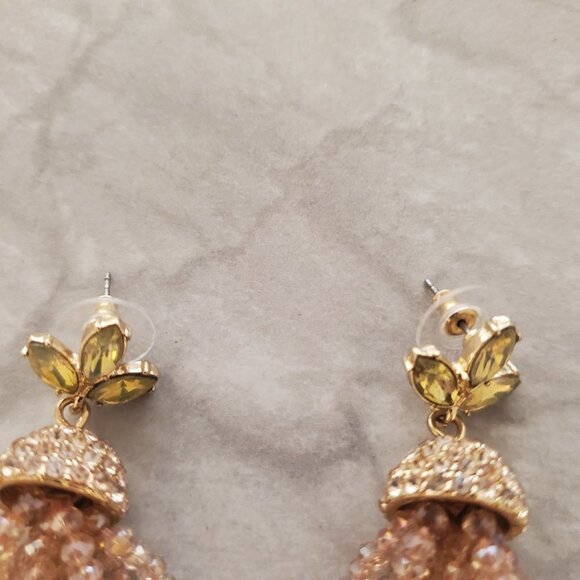 💖 Baublebar Rhinestones Crystals Pave Faceted Beads Beaded Tassel Earrings 💖 - Picture 2 of 10